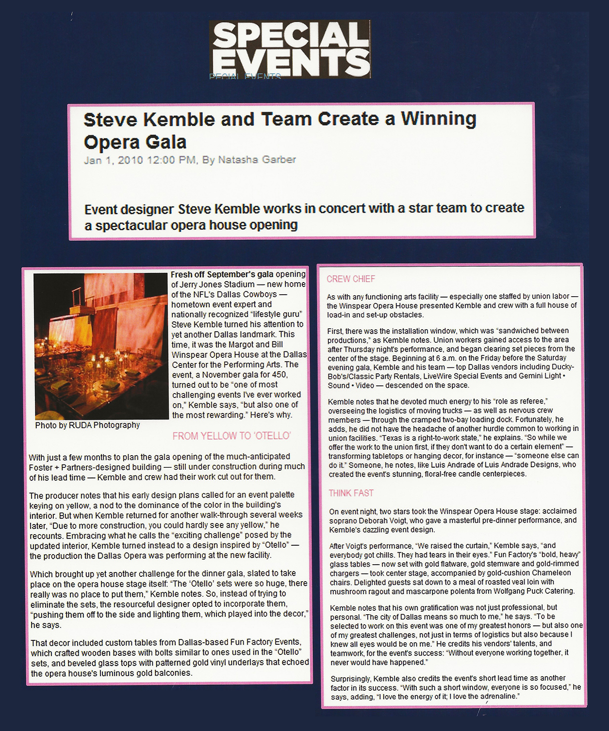 Steve Kemble Press, Special Events Magazine